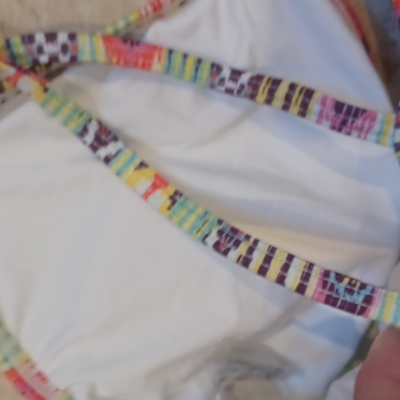 Pilyq Barcelona Multi-Colored Design Print Beaded Front Strappy Bikini Top - Picture 6 of 8